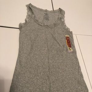 Faded Glory Tops - Gray lace neck tank top Faded Glory Tops - Gray lace neck tank top